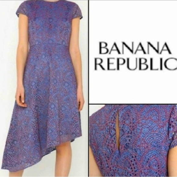 Banana Republic Eyelet Lace Dress Blue and Red - Picture 1 of 9